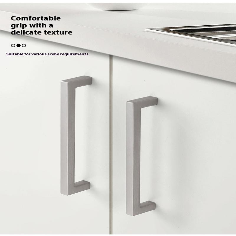 10-33Cm Black Cabinet Handles Stainless Steel Square Closet Drawer Cupboard Pulls Bathroom Door Knobs Furniture Kitchen Handle