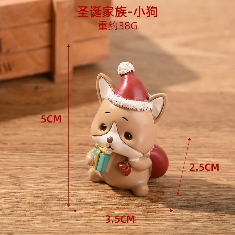 Christmas Resin Family Small Animal Ornaments Creative & Cute Car Home Decoration Mini Christmas Tree Old Man Christmas Gift