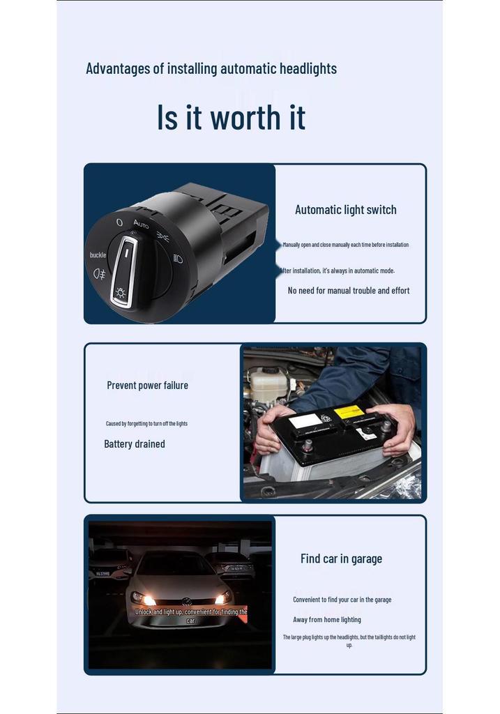 Compatible Automatic Headlight Switch for VW Lavida, Golf, Bora, Passat, Jetta, Polo, Tiguan