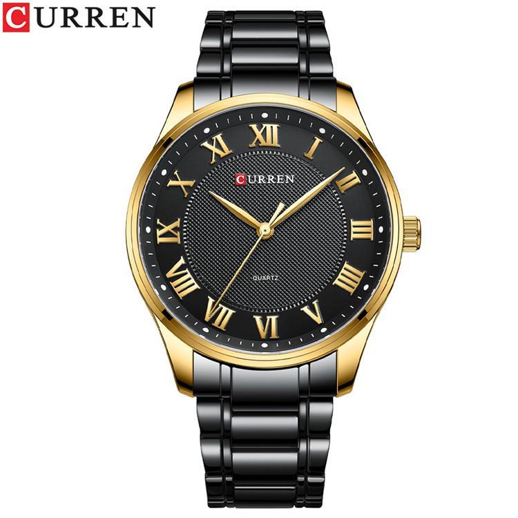 CURREN 8409 Men s Waterproof Steel Band Quartz Watch with Roman Numeral Dial.