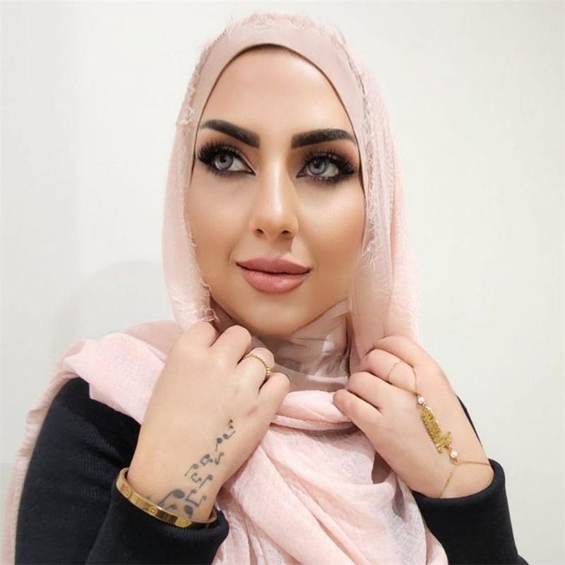 180*90cm Women Cotton Linen Crinkle Scarf Shawl Hijab Long Headscarf Scarves Head Wraps Solid Color Scarves Female Plain Head Scarf