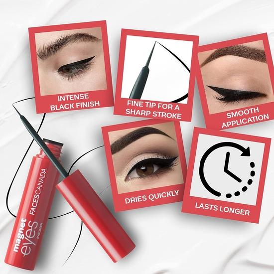 FACES CANADA Magneteyes Eyeliner - Black, 3.5ml | Intense Matte Finish | Quick Drying | 24HR Long Lasting | Fine Tip For Precise Smooth Application