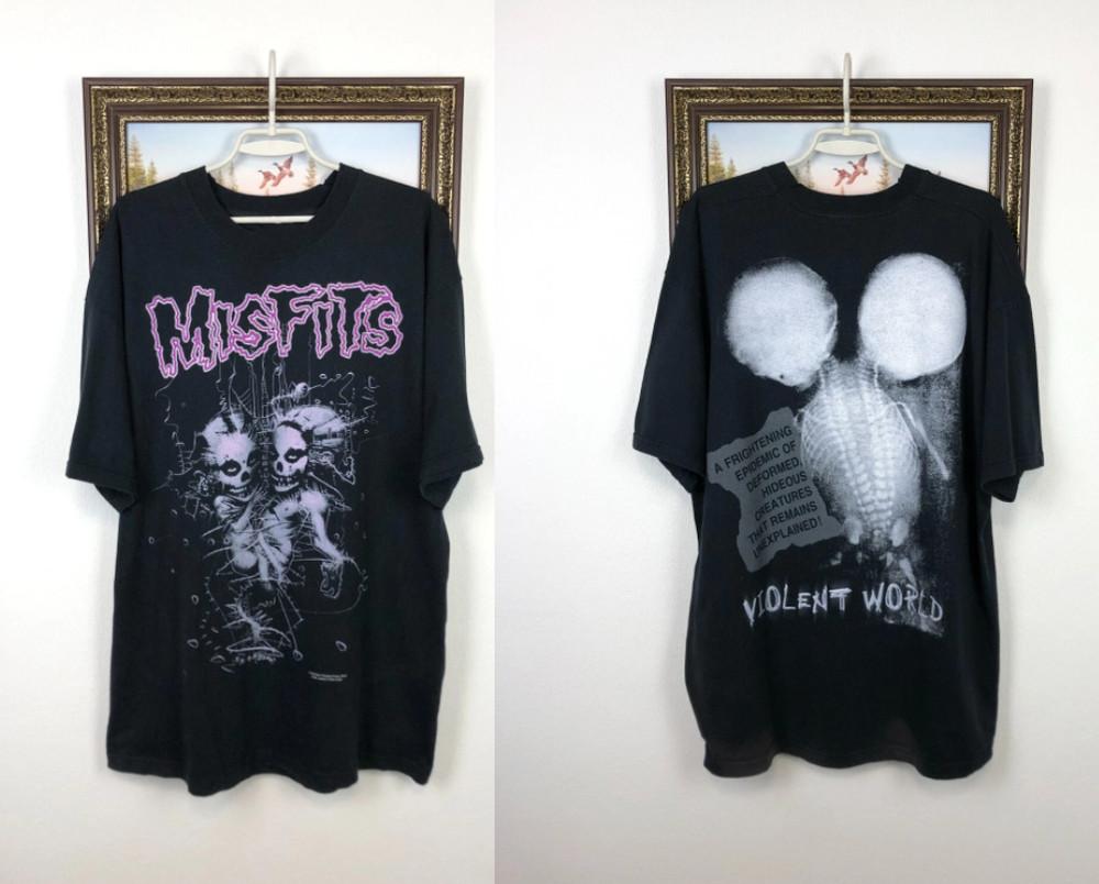 Vintage 90_s Misfits Violent World Band Tee Shirt Danzig Evil Live Over Print Unisex T-Shirt XL