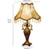 Victorian Style Table Lamp,Antique Fabric Table Lamp,European Nightstand Lamp,Decorative Desk Lamp,Floral Table Light with Fringe & Lace,Bedside