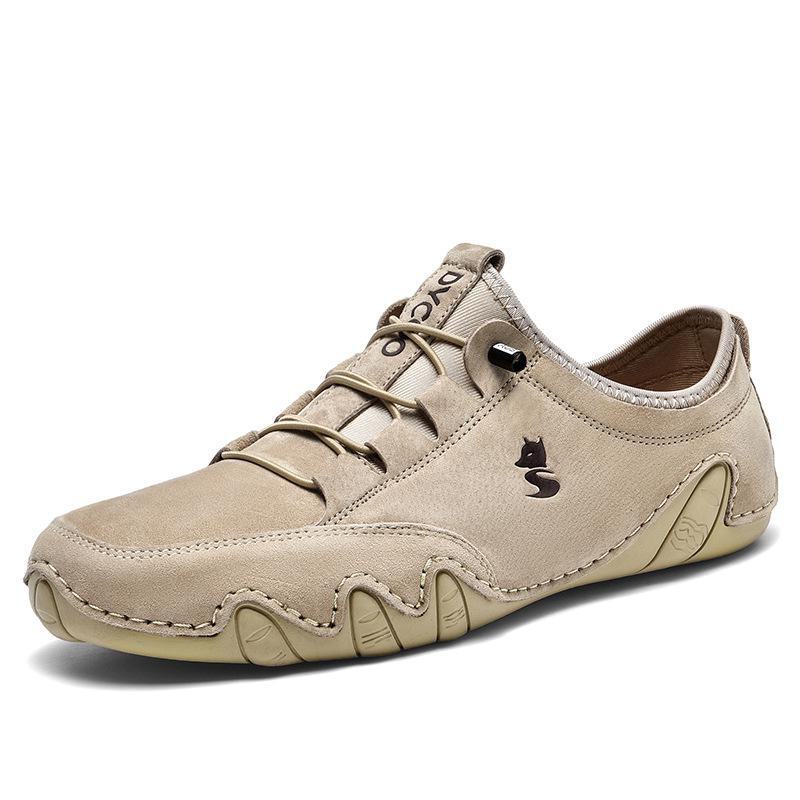 LDECK Men's Large Size Leather Low-Top Casual Martin Shoes