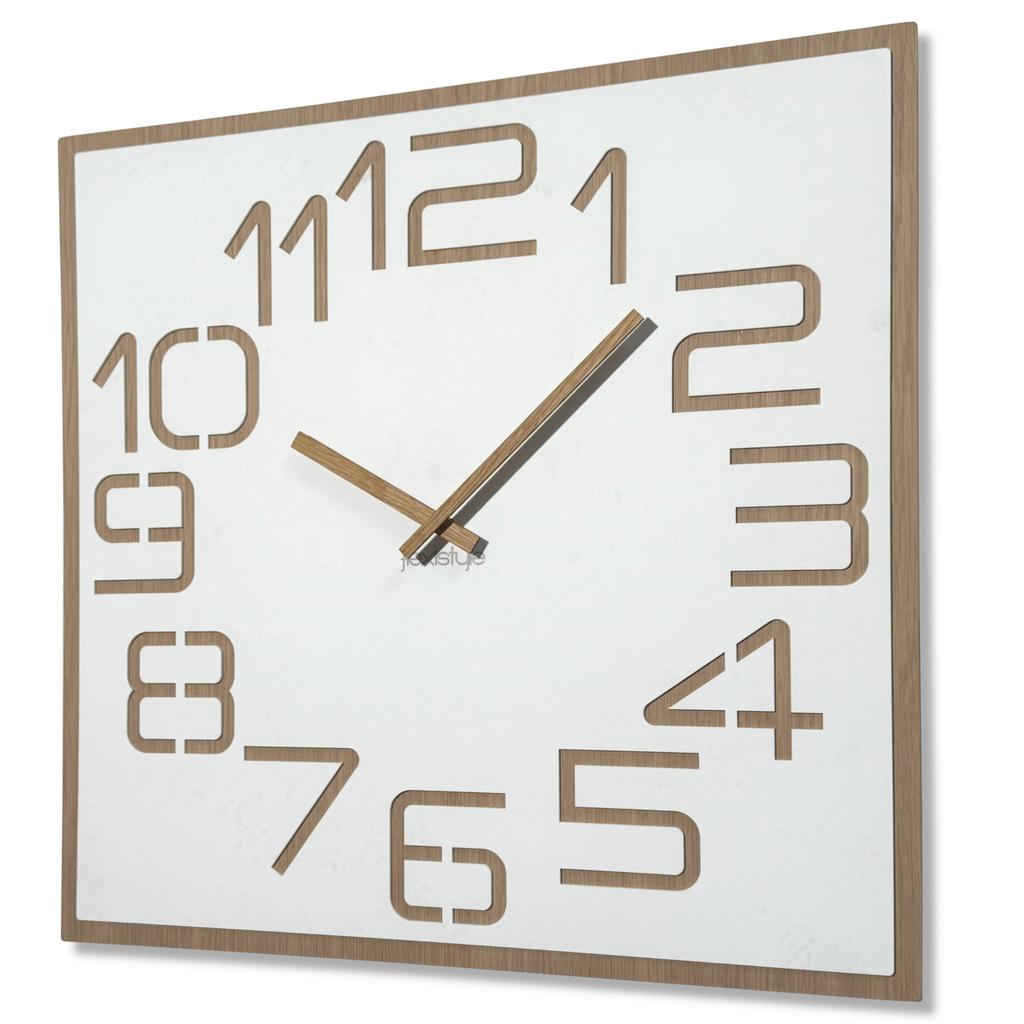 Digits oak wall clock 60cm white