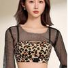 Sexy Leopard Print Strapless Women's Gathering Non Slip Bra with Seamless Lifting and No Steel Ring Bra Front Button Bra