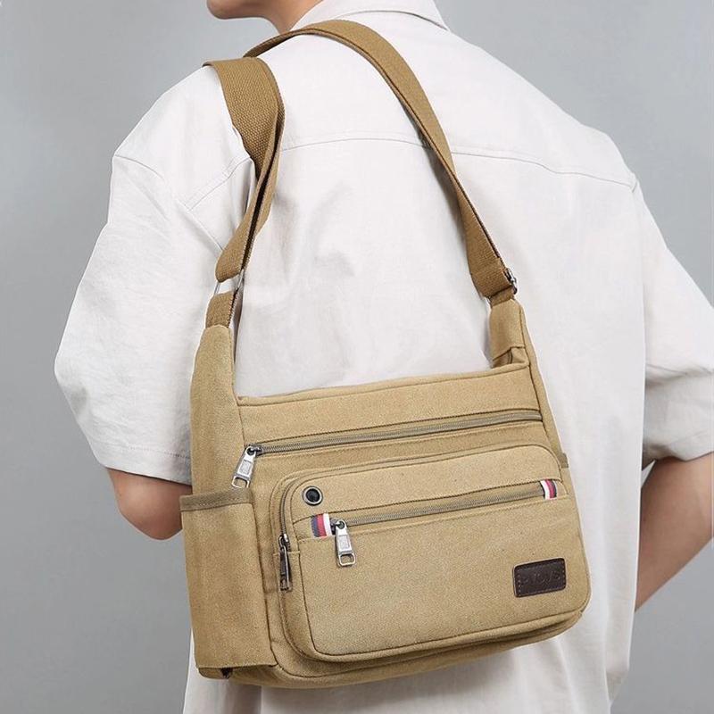 New Tool Kit Industrial Work Bag Wear-resistant Construction Site Shoulder Bag Messenger Bag Large-capacity Multi-Compartment Travel Bag Canvas Bag