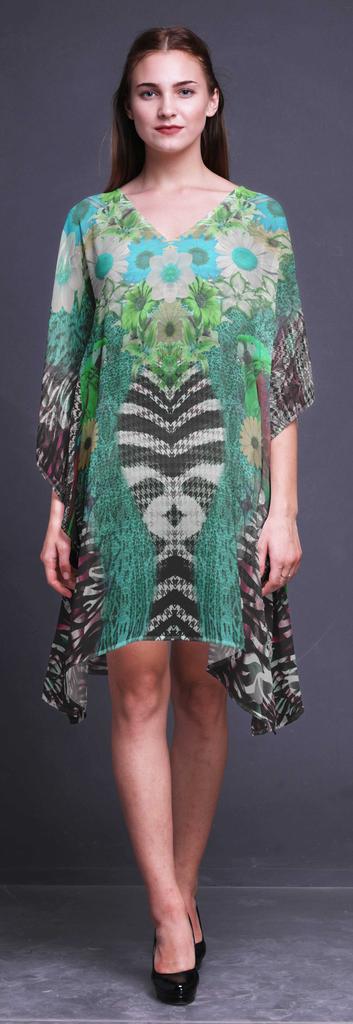 Phagun Damen Kaftan Urlaubs-Loungewear Midi-Kleid Strandüberwurf-4X-5X