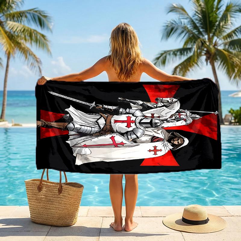 Cross Templars Knight Fashion Beach Towel: Ideal for Summer Adventures Soft, Absorbent and Quick Drying Suitable for Swimming and Bathing