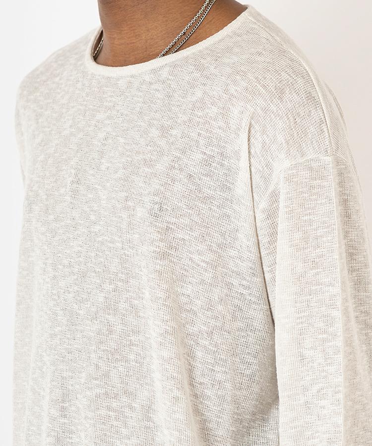 Seuteulaikeu Drop Shoulder Loose Fit Linen T-Shirt (Ivory)