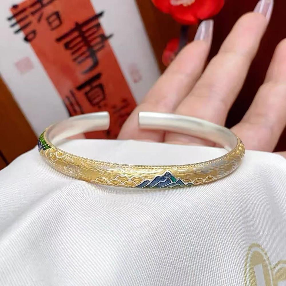Ethnic Style Women's Hand Bracelet Traditional Chinese Cloisonne Bracelet Enamel Bracelet  Women