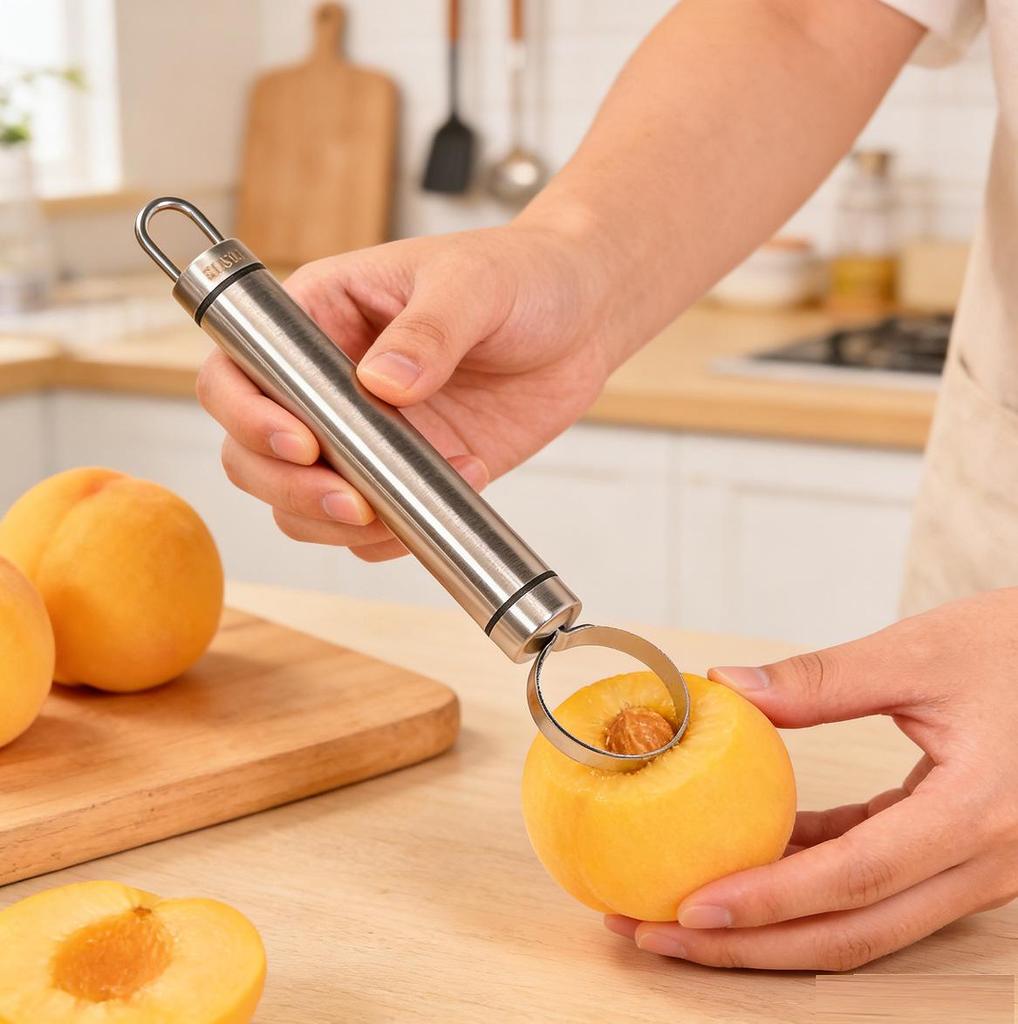 Multi-functional 304 Stainless Steel Fruit Pitter and Corer for Peaches and Apples