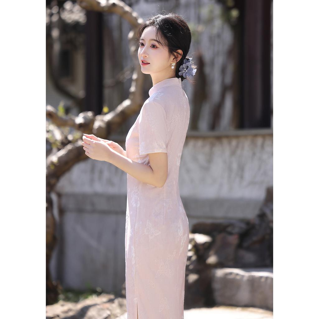 New Chinese-style Improved Pink Cheongsam Women's 1011 Summer Young Girl Retro Style Daily Wear Adult Ceremony Students