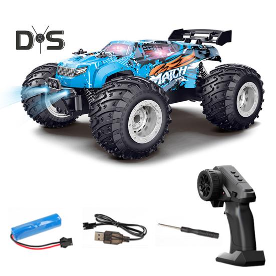 

Внедорожник с дистанционным управлением и светодиодными фонарями, 4 колеса, 1/18, детский электрический 2,4 ГГц, радиоуправляемый дрифтерный грузовик, перезаряжаемый, вездеходный гусеничный автомобиль для малышей синий
