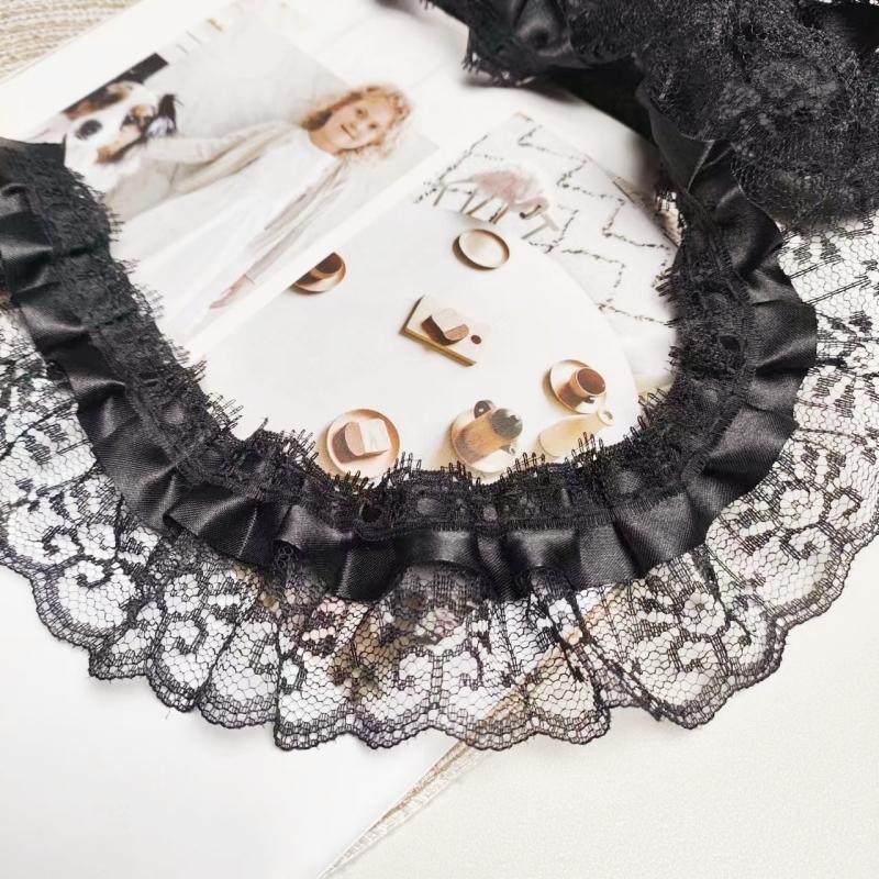 Double Pleated Crafts Lace DIY Children's Toy Doll Clothing Skirt Cuff Collar Sewing Materials Storage Basket Border Decoration