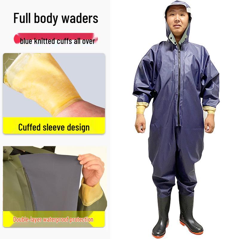 Full Body Waterproof Waders with Skin Suit & Water Shoes for Fishing and Reservoir Activities