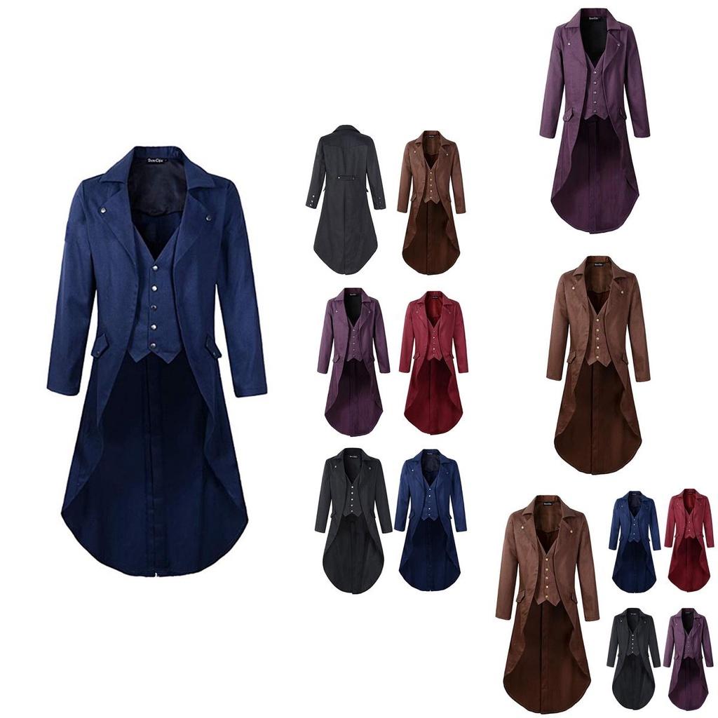 Lussuosa Giacca Lunga da Uomo per Carnevale di Halloween con Design da Smoking Medievale