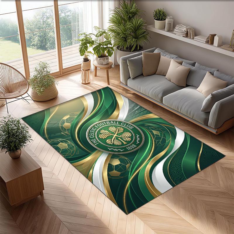 Tappeto Morbido Antiscivolo per Interni con Motivo Calcio Celtic FC, Tappetino Decorativo Sportivo per Camera da Letto