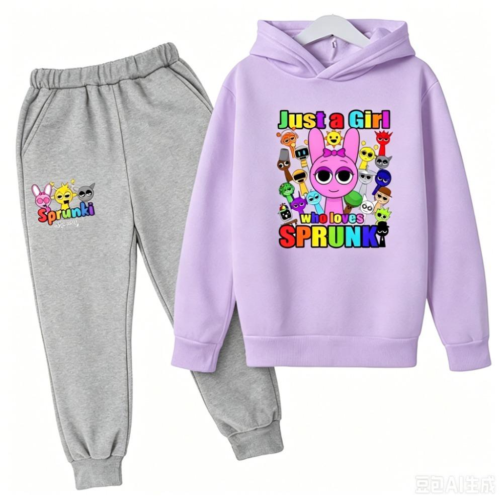 Kids' Hoodie and Pants Set for Boys and Girls - Anime Character Sweatshirt, Spring and Autumn Kids' Outfit