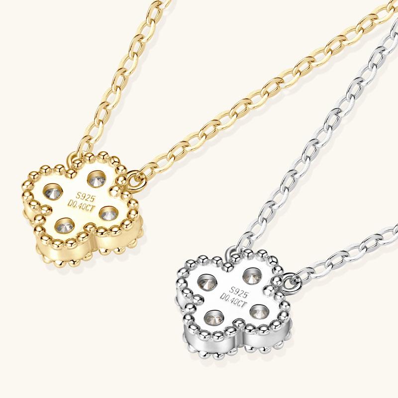 Lnkry 3mm 0.1ct Moissanite Necklace Certified 925 Silver Lucky Clover Flower Pendant Necklace For Women Jewely