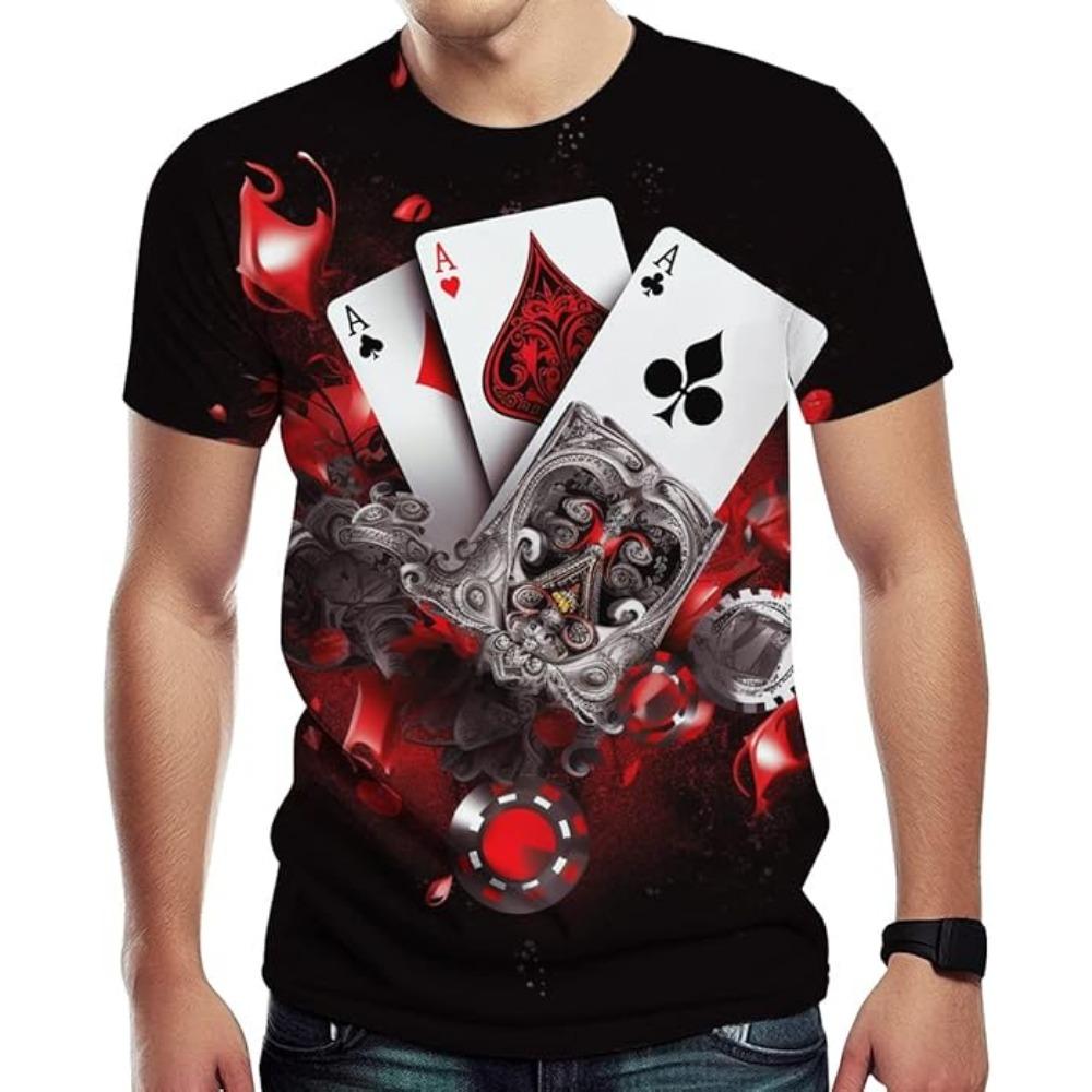 Summer Men's T-Shirt New Cool Poker Graphic T Shirts Casual Fashion Originality Card Pattern Tees 3D Printed Short Sleeve Tops