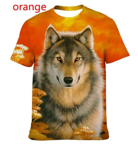 Fashion Short-sleeved 3D Wolf Print T-shirt, Men's and Women's Personality Cool Print T-shirt Fun Animal T-shirt