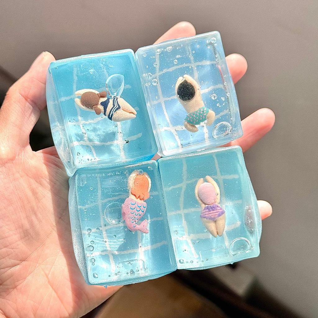 Pool Party Mochi Squeeze Toy Stress Relief Fidget Toy Slow Rising Decompression Prank Gift For Adult Swimming Pool Shaped