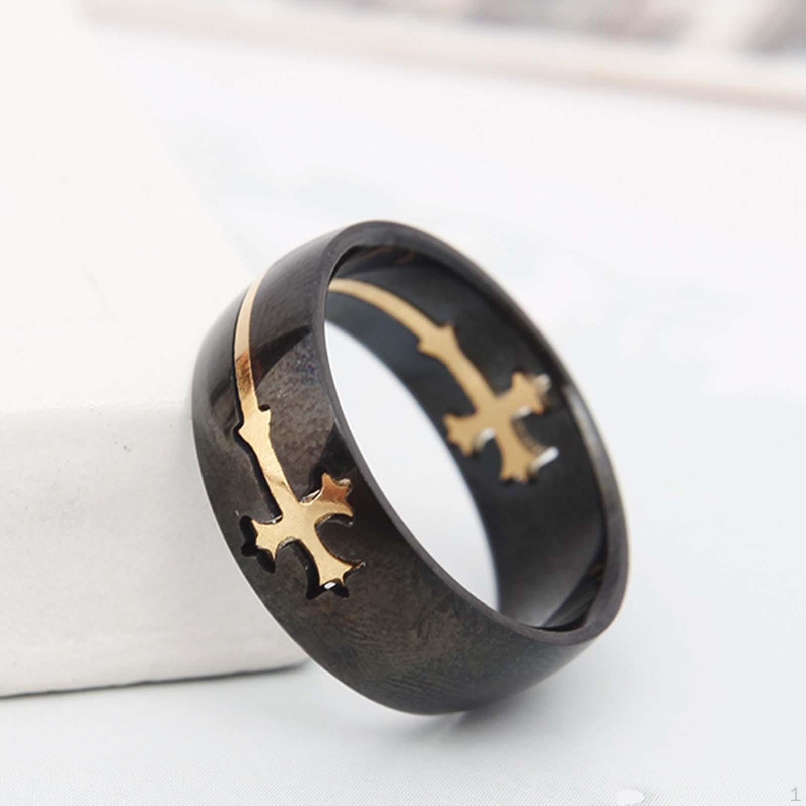 

Черное классическое простое религиозное обручальное кольцо из нержавеющей стали с христианским крестом 11