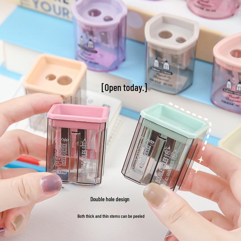 Children's Dual-Hole Cartoon Pencil Sharpener - Cute, Creative, Portable Stationery for Primary Students