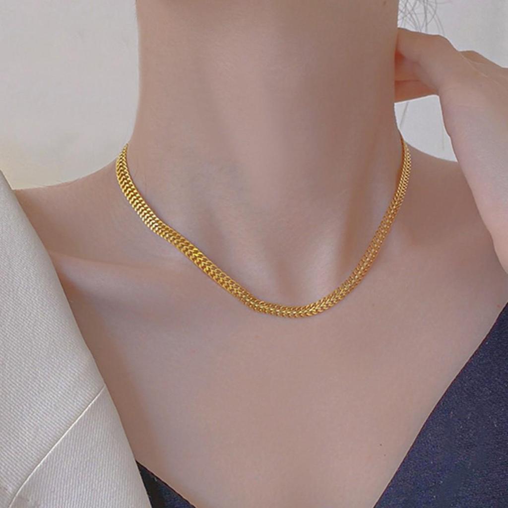 Stainless Steel Non-Fading Chunky Minimalist Retro Necklace for Influencer Fashion