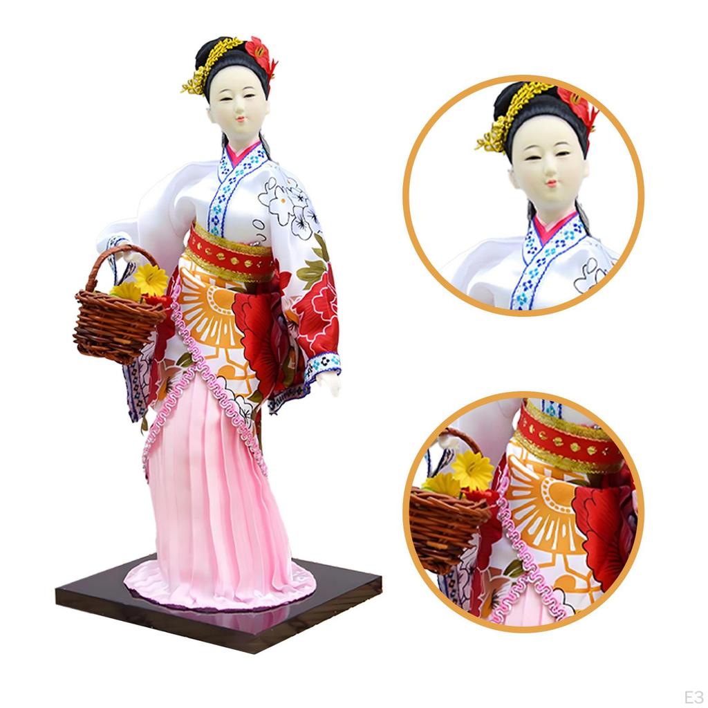 30cm Handmade Chinese Silk Makeup Figurine, Traditional Decoration for Home, Office Or