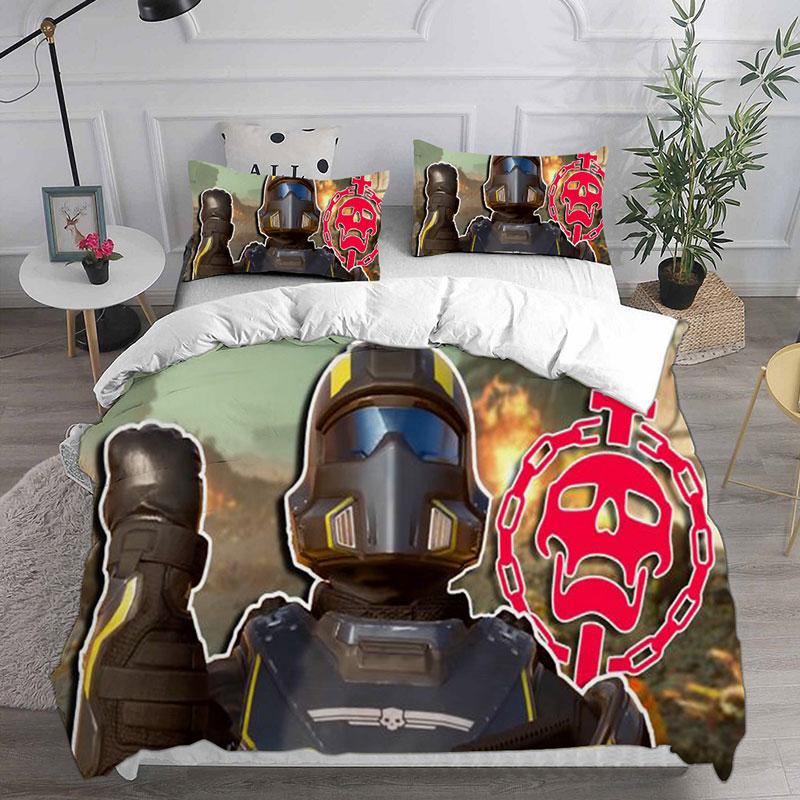 3D HELLDIVERS 2 Bedding Sets Comforter Quilt Bed Cover Duvet Cover Pillow Case 2-3 Pieces Sets Kids Adult Size For Home Textiles