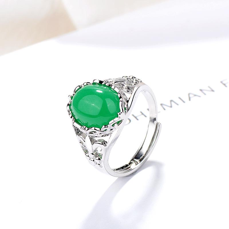 Vintage Chalcedony and Green Agate Adjustable Ring - Ethnic Fashion Jewelry Gift for Her