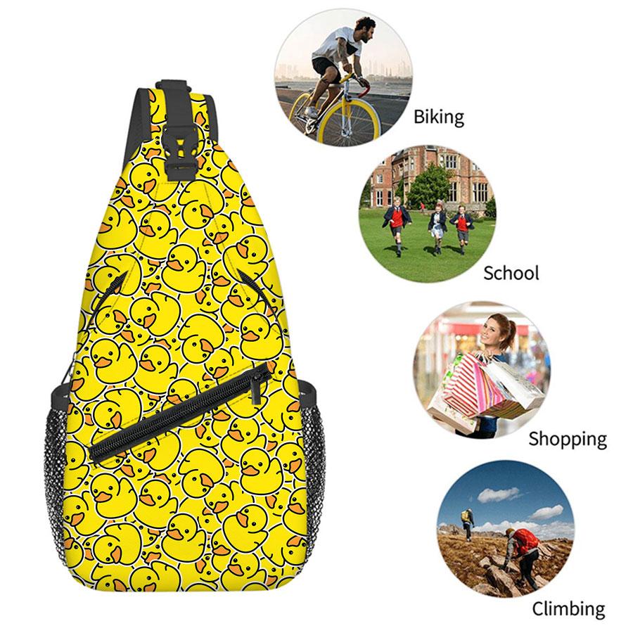 Yellow Duck Pattern Big Chest Bag Men's and Women's Kids Best Gift 2D Flat Cartoon Large Capacity Outdoor Sports Leisure Fashion