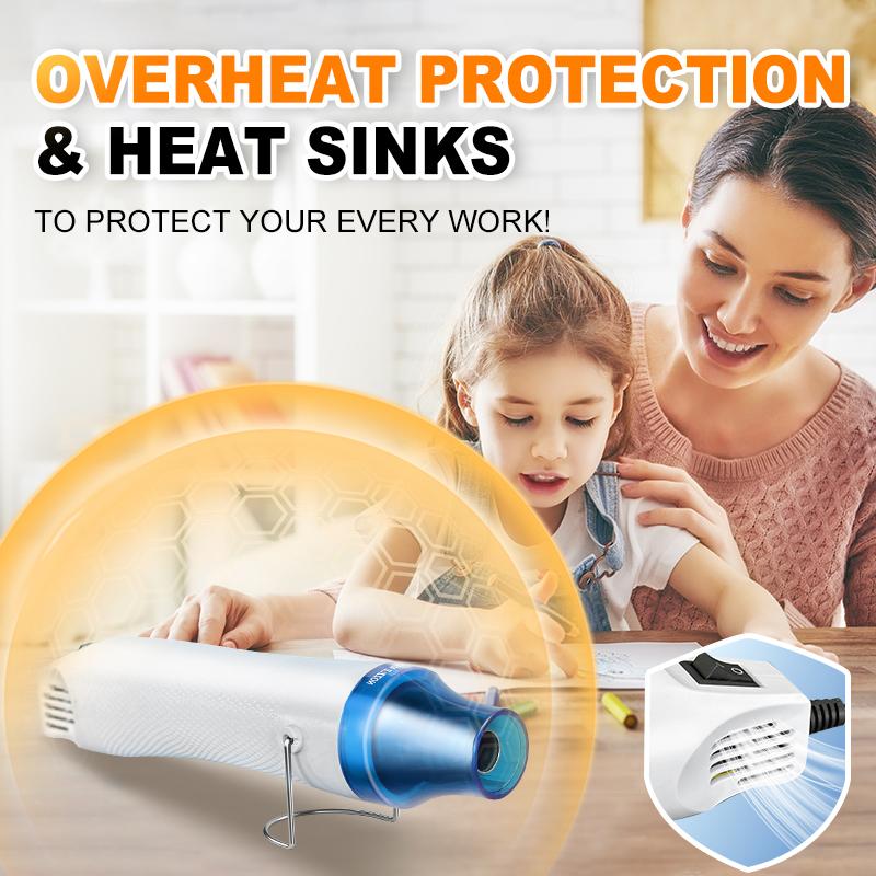 300W Electrical Mini Heat Gun Handheld Hot Air Gun with Heat Shrink Butt for DIY Craft Embossing Shrink Wrapping PVC