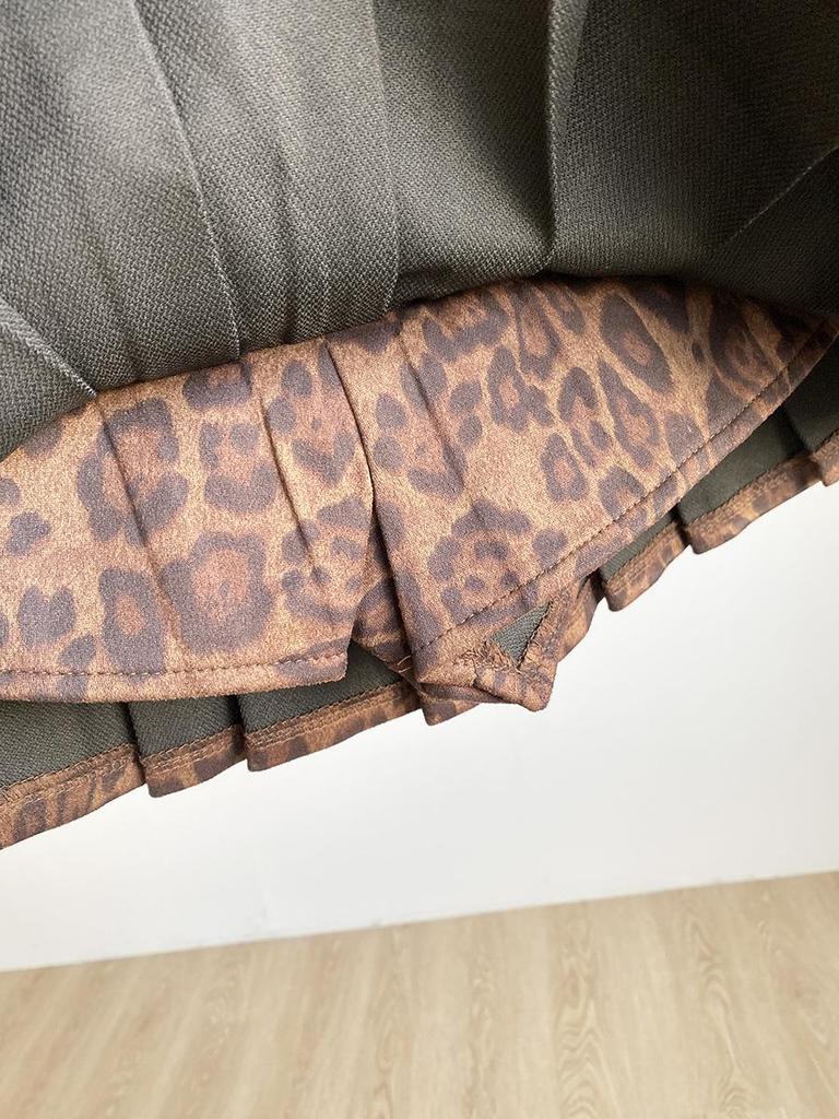 Gonna Mini Slim American Spicy Girl con Stampa Leopardo a Vita Alta per Autunno/Inverno