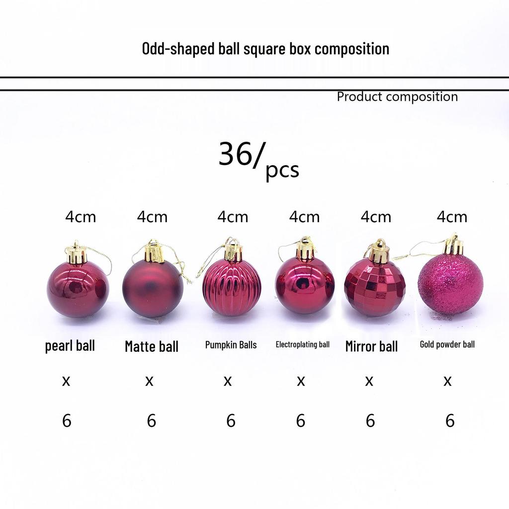 4CM Christmas Irregular Ball Set - 36 Electroplated Ornaments for Tree Decoration