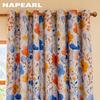 1PC NAPEARL American Style Countryside Colored Printed Curtains 100% Blackout Curtains for Bedroom Living Room Balcony Window for Home Decor