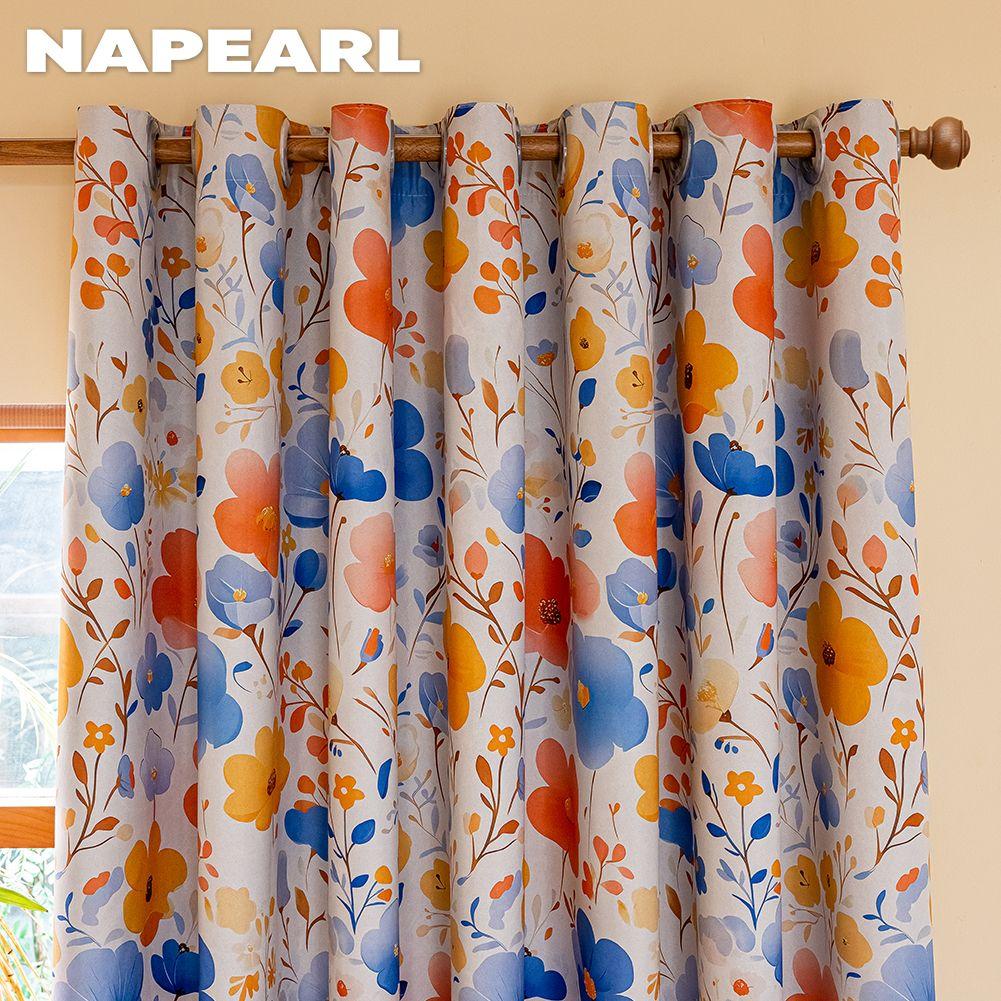 1PC NAPEARL American Style Countryside Colored Printed Curtains 100% Blackout Curtains for Bedroom Living Room Balcony Window for Home Decor