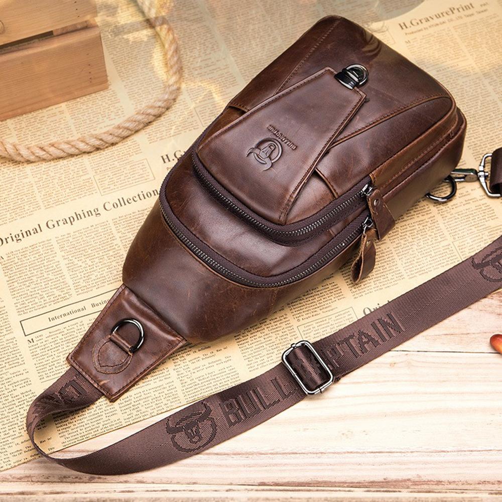 BULLCAPTAIN Vielseitige Herren Brusttasche aus echtem Leder - Modischer Crossbody Sling für Sport & Freizeit
