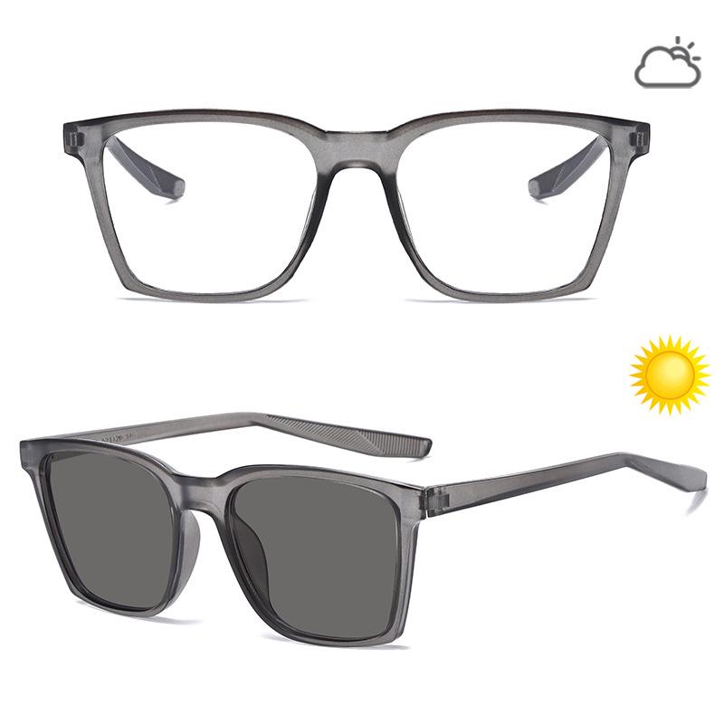 2026 Fashion Square Frame Reading Glasses with Color-Changing Lenses - Casual, Simple Design for Daily Eye Protection
