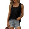 Summer Women's T-shirt Solid Color Comfortable Casual Pleated Square Neck Sleeveless Dovetail Vest Tee
