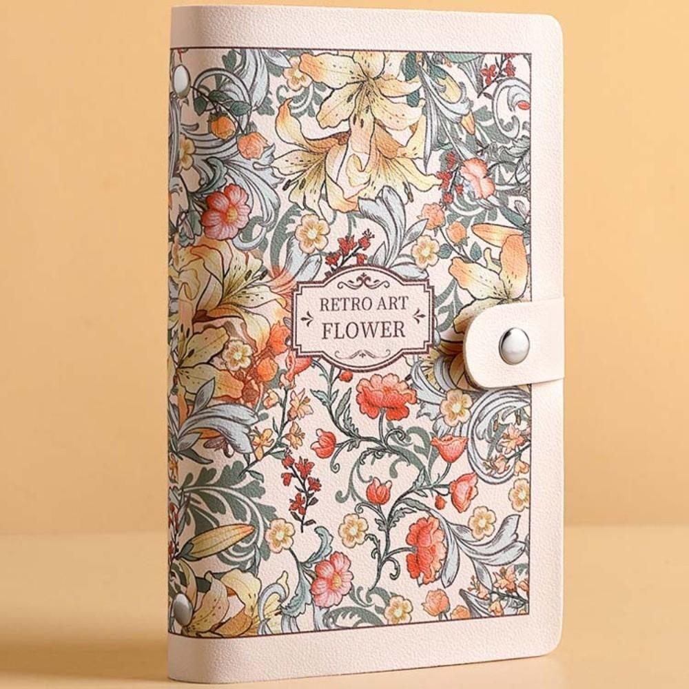 A6 Button Notebook for Money Flower Printed Leather Savings Book Cash Budget Ledger School