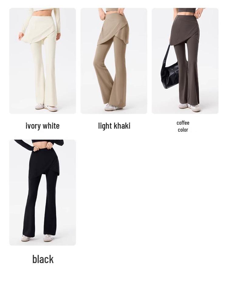 Women's Micro-Flare Yoga Skirt Pants Set for Outdoor Fitness - Autumn/Winter