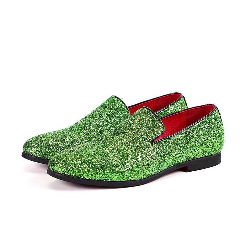 Fashion All-match Male Slip on Flats New Personality Stylish Moccasins Punk Style Low Heeled Loafers Shiny Men Casual Walking Shoes