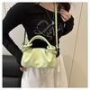 Chic Minimalist Pleated Faux Leather Shoulder Bag, Women's Small Crossbody Handbag with Magnetic Snap Closure, Trendy Daily Commute Tote