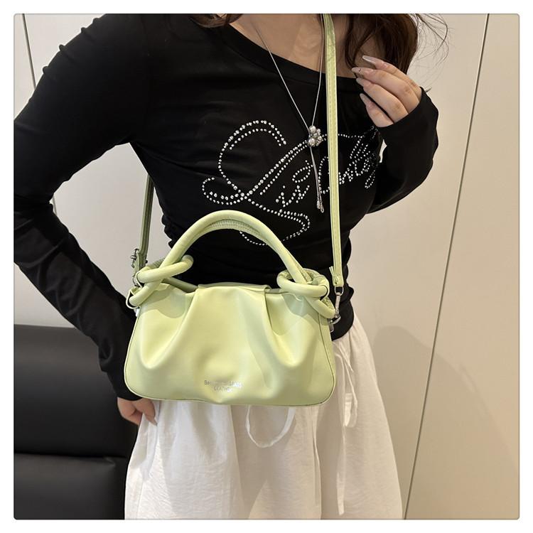 Chic Minimalist Pleated Faux Leather Shoulder Bag, Women's Small Crossbody Handbag with Magnetic Snap Closure, Trendy Daily Commute Tote