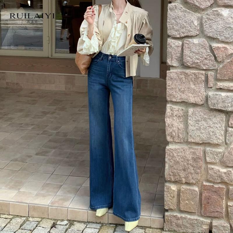 

RUILAIYI Women s Versatile Straight-Fit Flare Denim Jeans XS