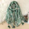 90*180CM New Fashion Printed Soft Linen Cotton Scarf Shawls Abstract Floral Tassel Viscose Scarves Lady High Quality Long Hijab